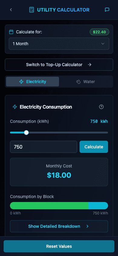 Utility & EV Calculator on a phone